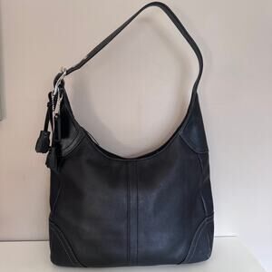 Coach Y2K Hamilton Hobo Leather Shoulder Bag Tassel Black F10280